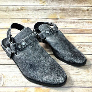 Indigo Rd Womens Black Cracked Distressed Vegan Faux Leather Slingback Booties 9